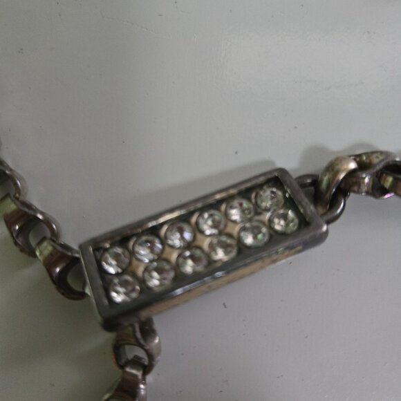 Silvertone VintageRhinestone Chain Belt Adjustable slight tarnish - Picture 2 of 4